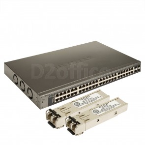 NETGEAR Набор из управляемого гигабитного коммутатора 2-го уровня GSM7248 и 2-х оптических модулей AGM731F